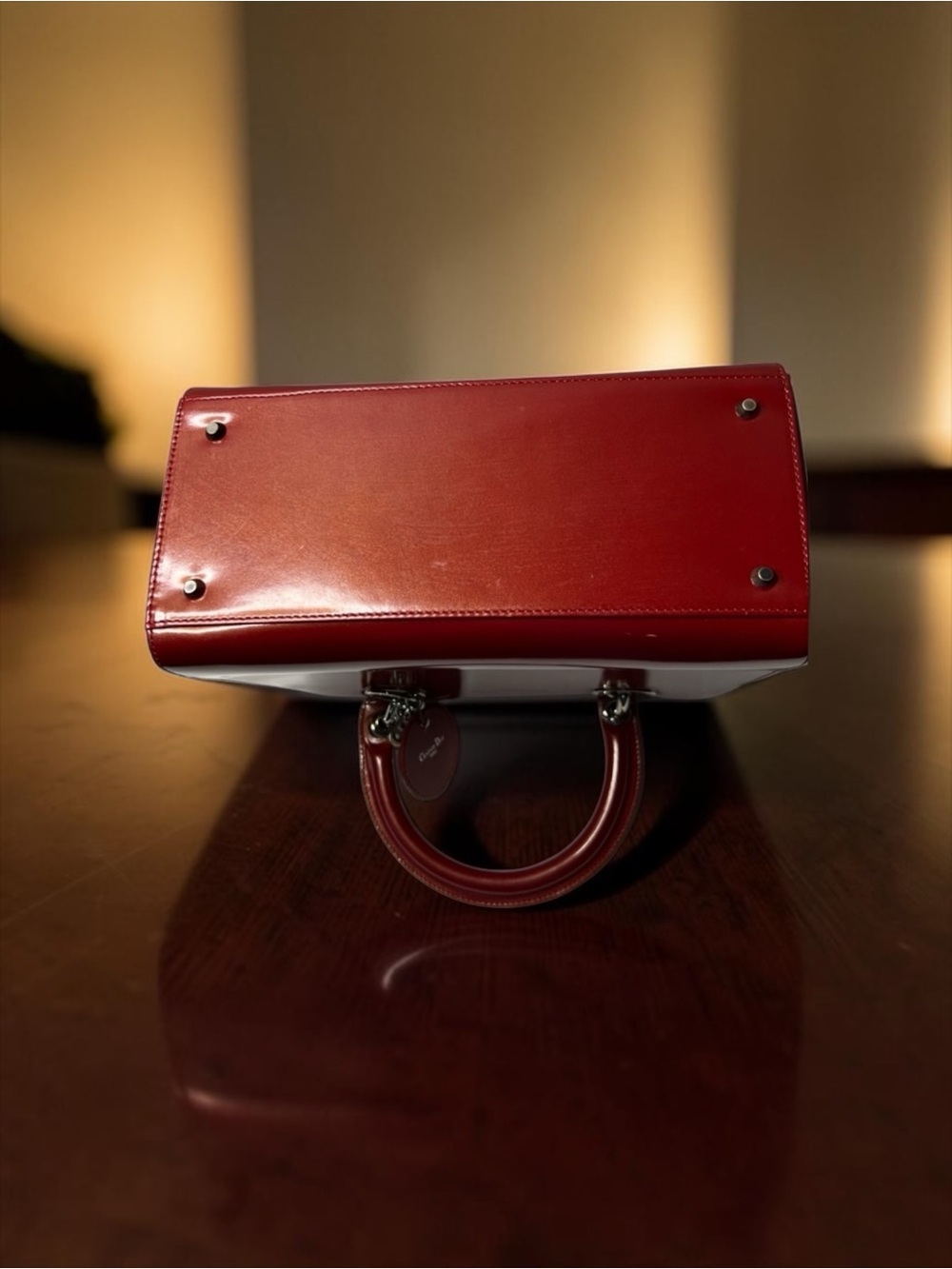 Christian Dior Red Polished Leather w Strap. Lady Dior. Dustbag - Picture 8 of 14